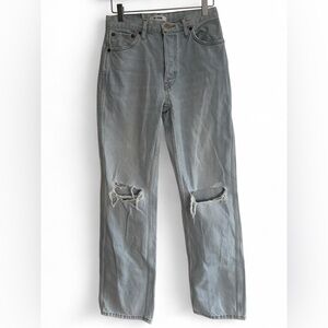 Re/Done 90’s High-Rise Loose Light Wash Straight Distressed Jeans
